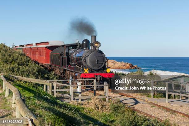 steam train at victor harbor. south australia. - history and progress of the steam engine stock pictures, royalty-free photos & images
