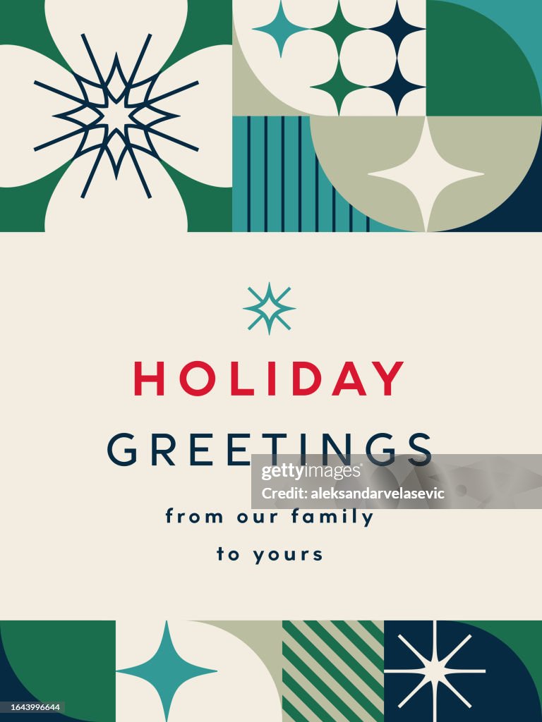 Geometric Holiday Christmas Card Mid-Century Style