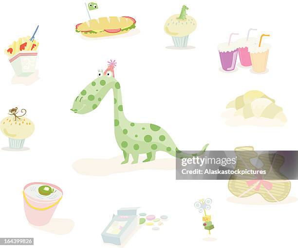 illustrations, cliparts, dessins animés et icônes de dinobirthdayparty&nbsp;! - kids with viennoiserie