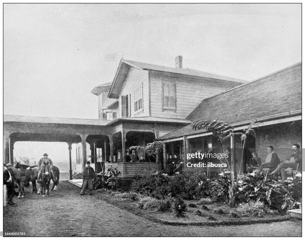 Hawaii, antique photo: Volcano house hotel