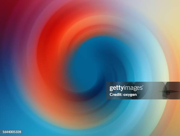 abstract blured swirl waves curve soft rippled circle twist motion blue and orange, water and fire shape background - hypnosis stock pictures, royalty-free photos & images