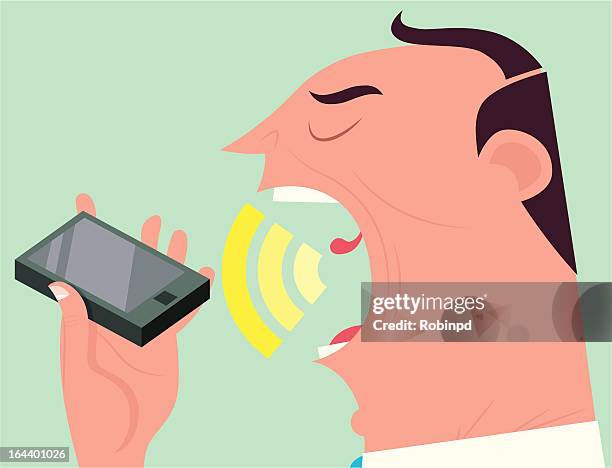 man on the phone - shouting phone stock illustrations