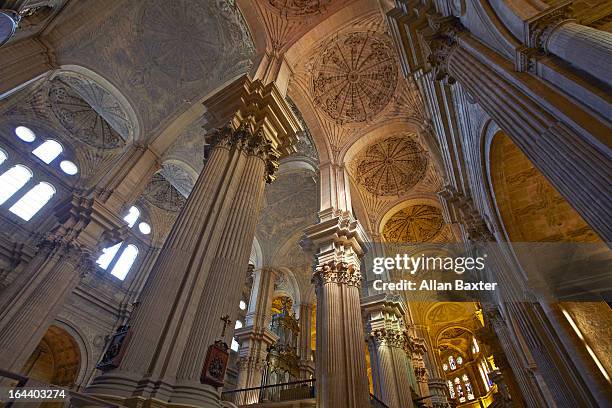 interior of malaga cathedral - malaga fotografías e imágenes de stock