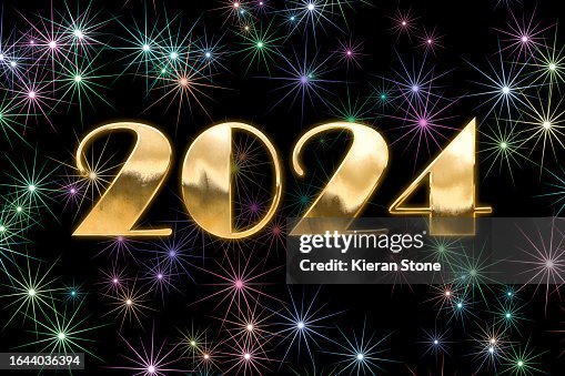 2024 Gold Writing with Fireworks