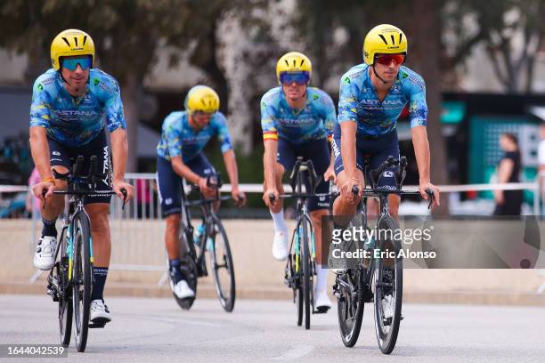 Luis Leon Sanchez of Spain, David de la Cruz of Spain and ahead the 78th Tour of Spain 2023, Stage 1 a 14.8km team time trial stage from Barcelona to...