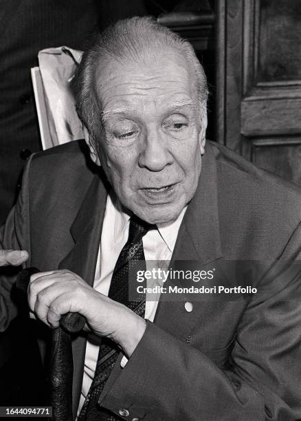 Portrait of the Argentine writer Jorge Luis Borges. Rome , October 12th, 1984