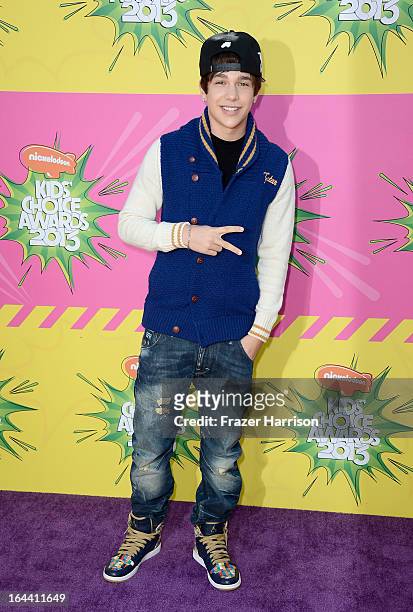 Singer Austin Mahone arrives at Nickelodeon's 26th Annual Kids' Choice Awards at USC Galen Center on March 23, 2013 in Los Angeles, California.