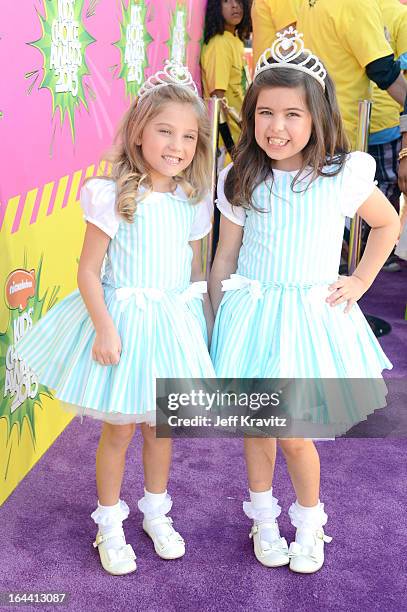 Singers Sophia Grace and Rosie arrive at Nickelodeon's 26th Annual Kids' Choice Awards at USC Galen Center on March 23, 2013 in Los Angeles,...