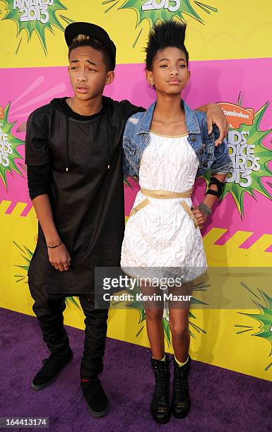 Actor Jaden Smith and singer Willow Smith arrive at Nickelodeon's 26th Annual Kids' Choice Awards at USC Galen Center on March 23, 2013 in Los...