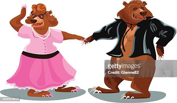 ilustraciones, imágenes clip art, dibujos animados e iconos de stock de dancing bears - poodle skirt