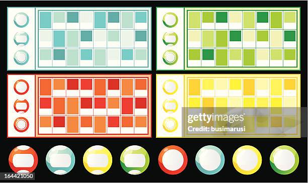 lottery tickets and bingo balls - bingo stock illustrations