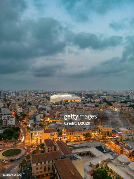 aerial panoramic photo of the waterfront of tel aviv - yafo  at afternoon and dusk in summer - 20/20 stock pictures, royalty-free photos & images