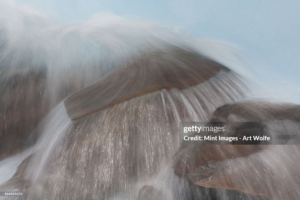 A Time Lapse Image Of A Patagonian Stream Flowing Over The Rocks In Los ...