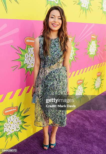 Actress Miranda Cosgrove arrives at Nickelodeon's 26th Annual Kids' Choice Awards at USC Galen Center on March 23, 2013 in Los Angeles, California.