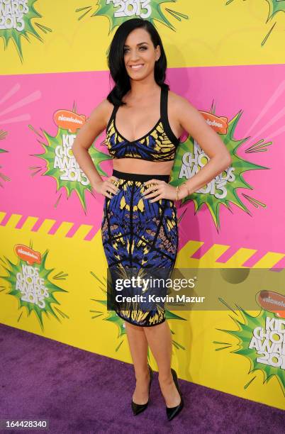 Singer Katy Perry arrives at Nickelodeon's 26th Annual Kids' Choice Awards at USC Galen Center on March 23, 2013 in Los Angeles, California.