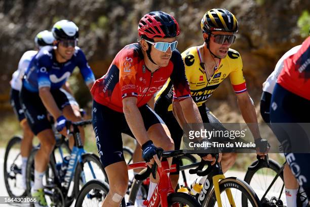 Geraint Thomas of The United Kingdom and Team INEOS Grenadiers and Primoz Roglic of Slovenia and Team Jumbo-Visma compete during the 78th Tour of...