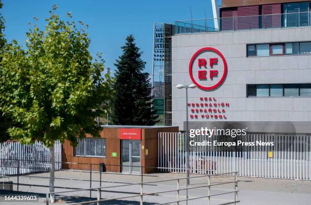 Access to the entrance of the Real Federacion Española de Futbol , in Las Rozas , on 28 August, 2023 in Madrid, Spain. The Royal Spanish Football...