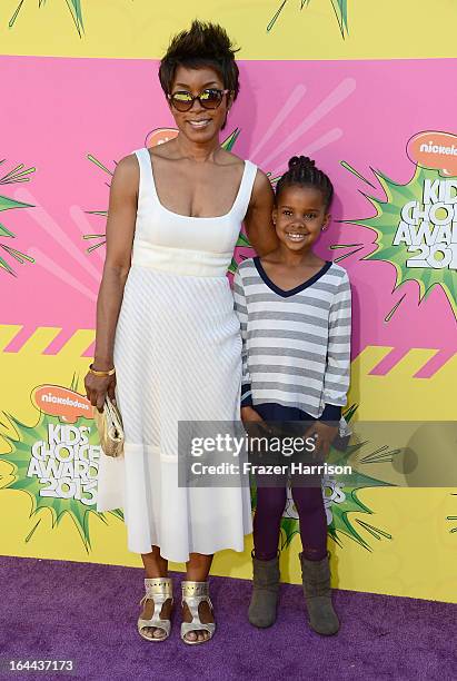 Actress Angela Bassett and daughter Bronwyn Vance arrive at Nickelodeon's 26th Annual Kids' Choice Awards at USC Galen Center on March 23, 2013 in...