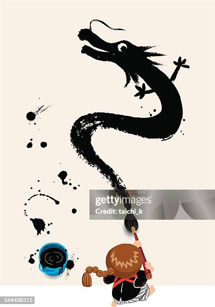 shodo performance - youth festival drawing stock illustrations