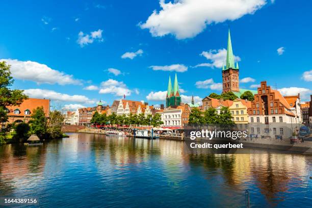 skyline lübeck in germany - lübeck stock-fotos und bilder