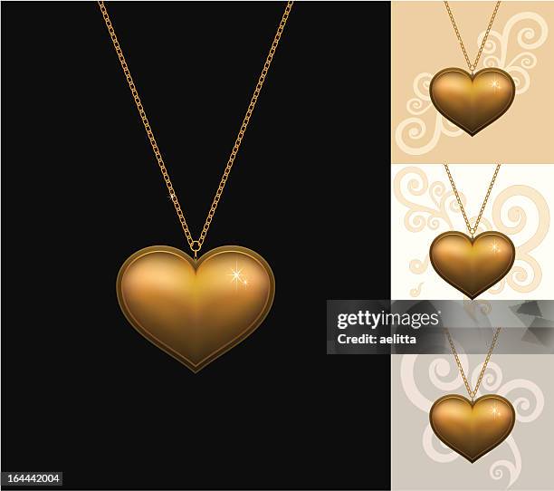 gold medaillon - heart locket stock-grafiken, -clipart, -cartoons und -symbole