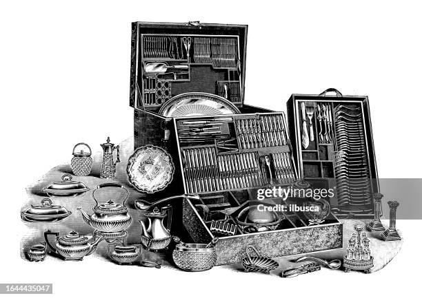 antique image from british magazine: plate chest - chest of drawers stock illustrations