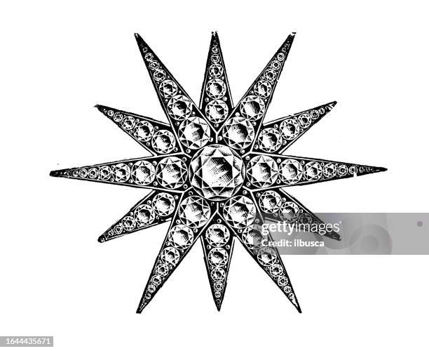 antique image from british magazine: jewelry - diamond ring white background stock illustrations