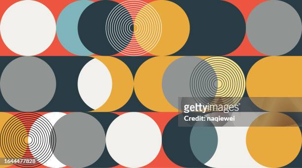 vector abstract geometric minimalism colors circle seamless pattern background - orange bandana stock illustrations