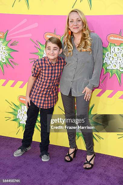 Actors Buddy Handleson and Nicole Sullivan arrive at Nickelodeon's 26th Annual Kids' Choice Awards at USC Galen Center on March 23, 2013 in Los...