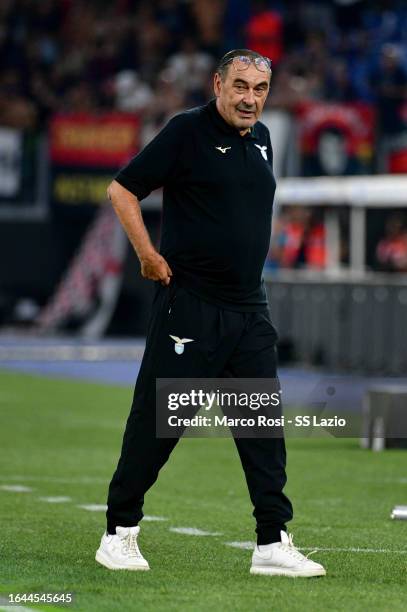 Lazio head coach Maurizio Sarri during the Serie A TIM match between SS Lazio and Genoa CFC at Stadio Olimpico on August 27, 2023 in Rome, Italy.