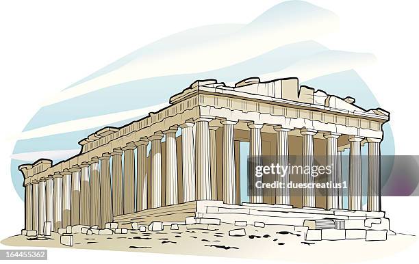 parthenon at acropolis, athens - synagogue stock illustrations