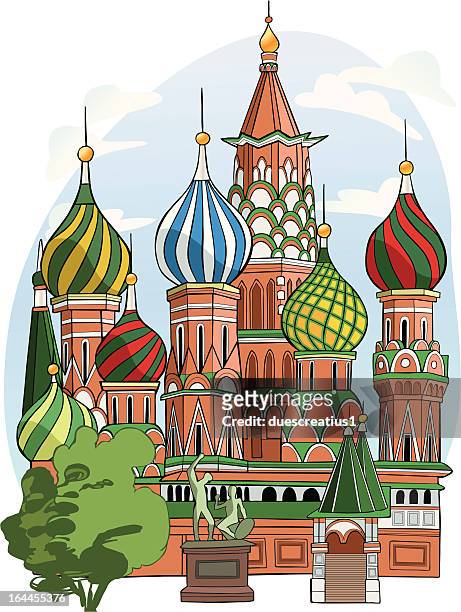st. basil cathedral - kremlin building stock illustrations