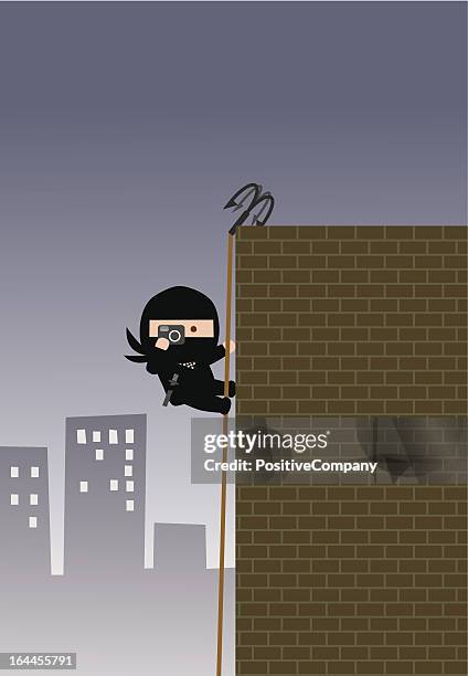 illustrazioni stock, clip art, cartoni animati e icone di tendenza di spia ninja - stalker person