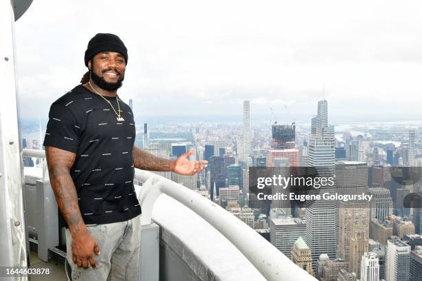 Dalvin Cook visits the Empire State Building on August 28, 2023 in New York City.