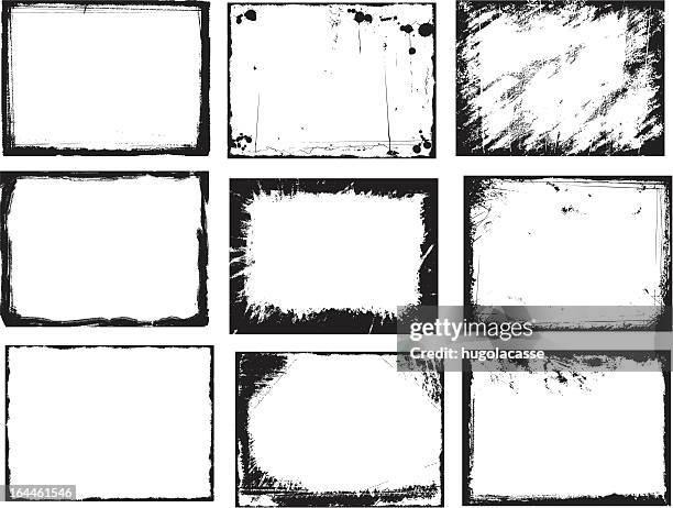 grunge frames - hair brush stock illustrations