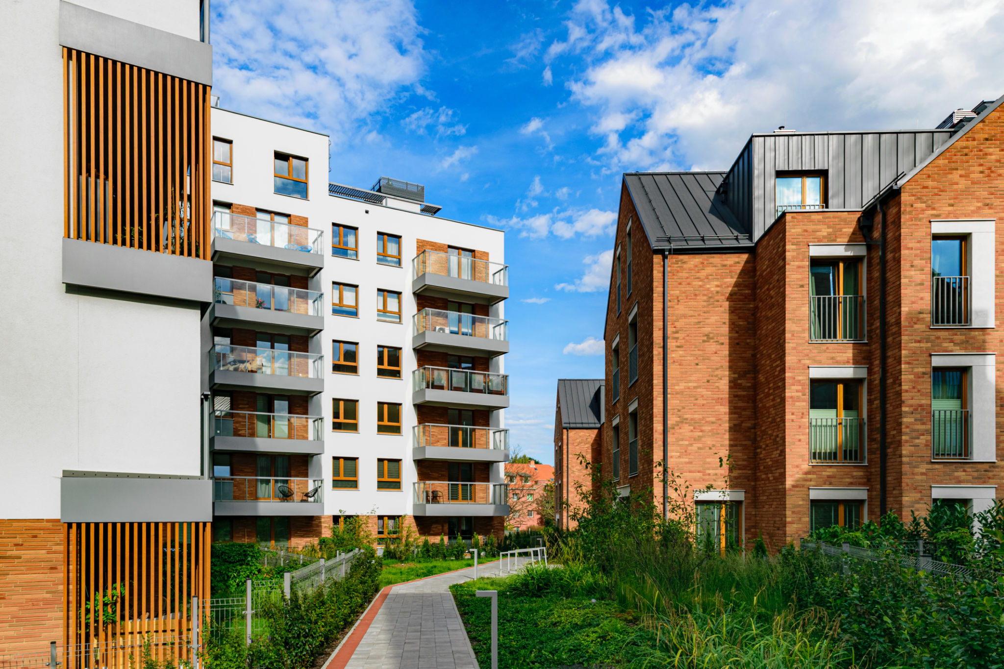 New houses construction. Residential house development New houses construction. Residential house development