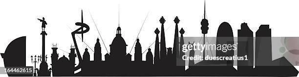 skyline von barcelona - antonio gaudi stock-grafiken, -clipart, -cartoons und -symbole