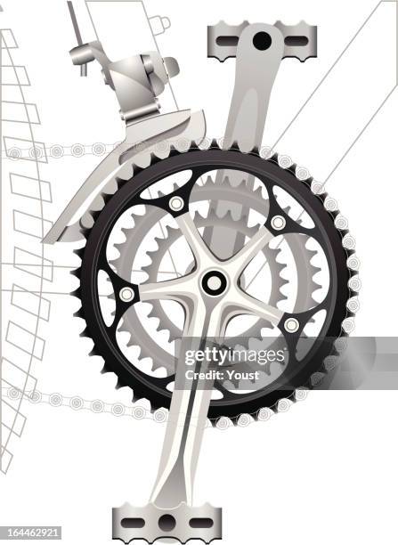 front sprocket with derailleur - bike pedal stock illustrations
