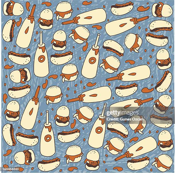 illustration seamless junk food pattern - processed meat stock illustrations