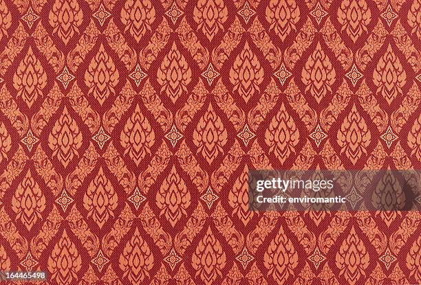 thai silk traditional motif background. - thai culture stock pictures, royalty-free photos & images