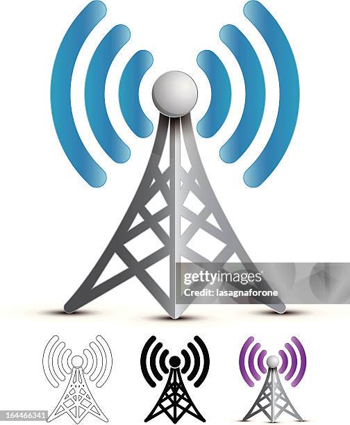 wireless broadcast - mobile phone base station stock illustrations
