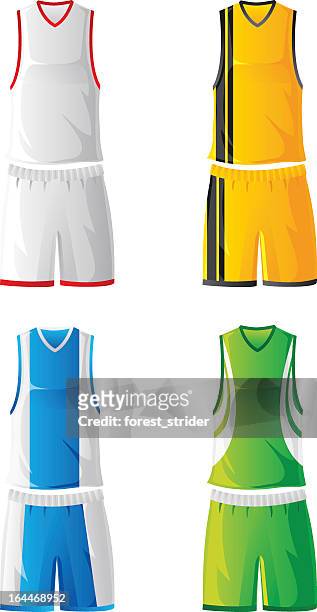 basketball-shirts und shorts - basketball uniform stock-grafiken, -clipart, -cartoons und -symbole