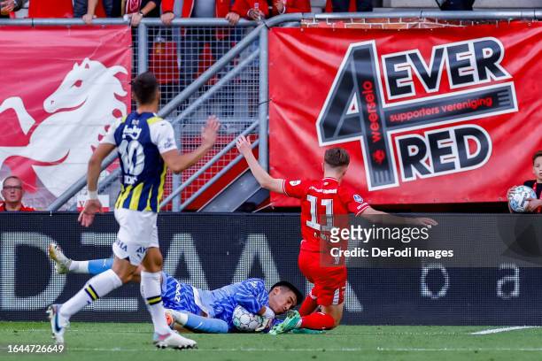 Irfan Can Egribayat of Fenerbahce and Daan Rots of FC Twente battle for the ball during the UEFA Europa Conference League: Play Off Round Second Leg...