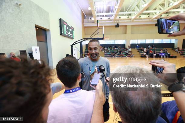 Grant Hill of the USA Men's Senior National Team speaks to the media during practice on September 4, 2023 at Kerry Sport Center in Manila,...