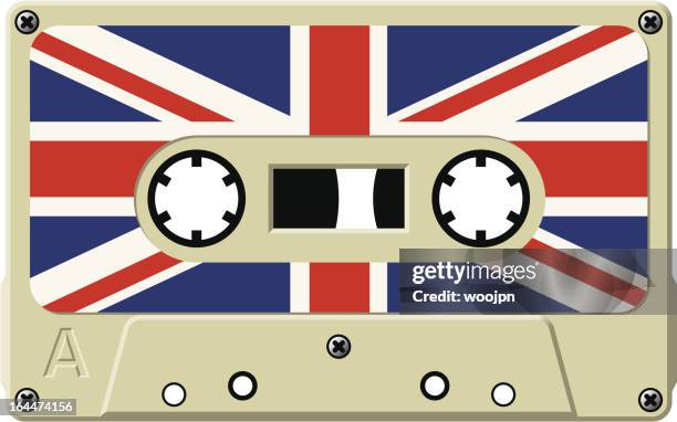 stockillustraties, clipart, cartoons en iconen met uk music cassette tape - britain in the 90s