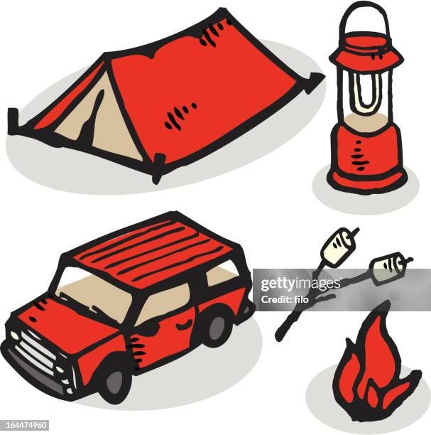 camping - roasting marshmallows stock illustrations