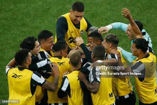 Diego Costa of Botafogo celebrating his goal with his teammates during Campeonato Brasileiro Serie A match between Botafogo and Bahia at Estadio...