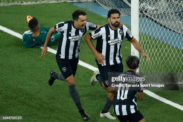 Diego Costa of Botafogo celebrating his goal with his teammates during Campeonato Brasileiro Serie A match between Botafogo and Bahia at Estadio...