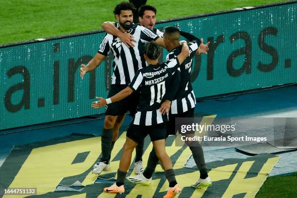 Diego Costa of Botafogo celebrating his goal with his teammates during Campeonato Brasileiro Serie A match between Botafogo and Bahia at Estadio...