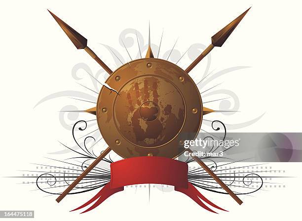 stockillustraties, clipart, cartoons en iconen met defense - speer